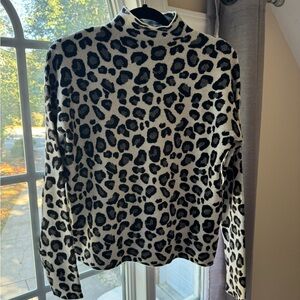 Tahari Black and White Animal Print Turtleneck Sweater